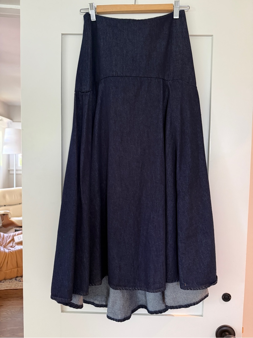 Zara Women's Dark Blue Denim Maxi Skirt